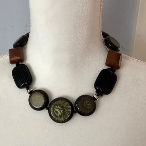 Vintage Fiocchi Italy Dark Green Beaded Necklace